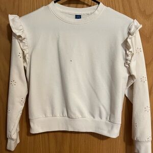 Old Navy Cream Ruffle Sleeve Top